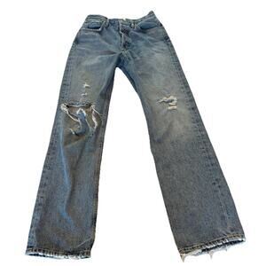 AGOLDE 90's Jeans High Rise Loose Fit Jeans Straight Distressed Button Size 26